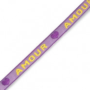 Ribbon text "Amour" Purple-yellow